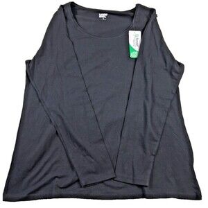 Lands End Top Women's XL Black Tencel Long Sleeves Soft Stretch NWT